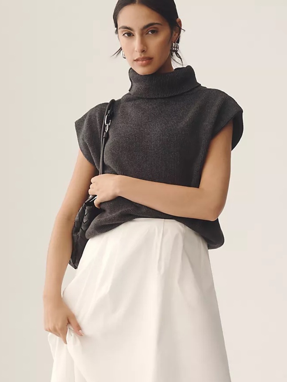 MAEVE | Mock Neck Muscle Sweater Vest in Charcoal | M